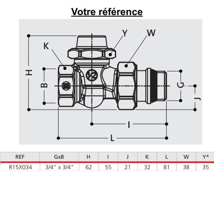 Té de réglage pour radiateur femelle 3/4'' (20/27) - R15TG, Giacomini