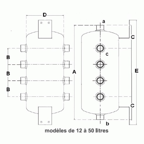 Bouteille de mélange murale pour chauffage et climatisation 8L