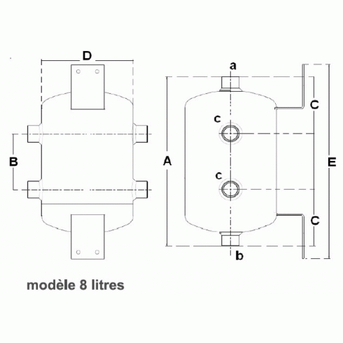 Bouteille de mélange murale pour chauffage et climatisation 8L