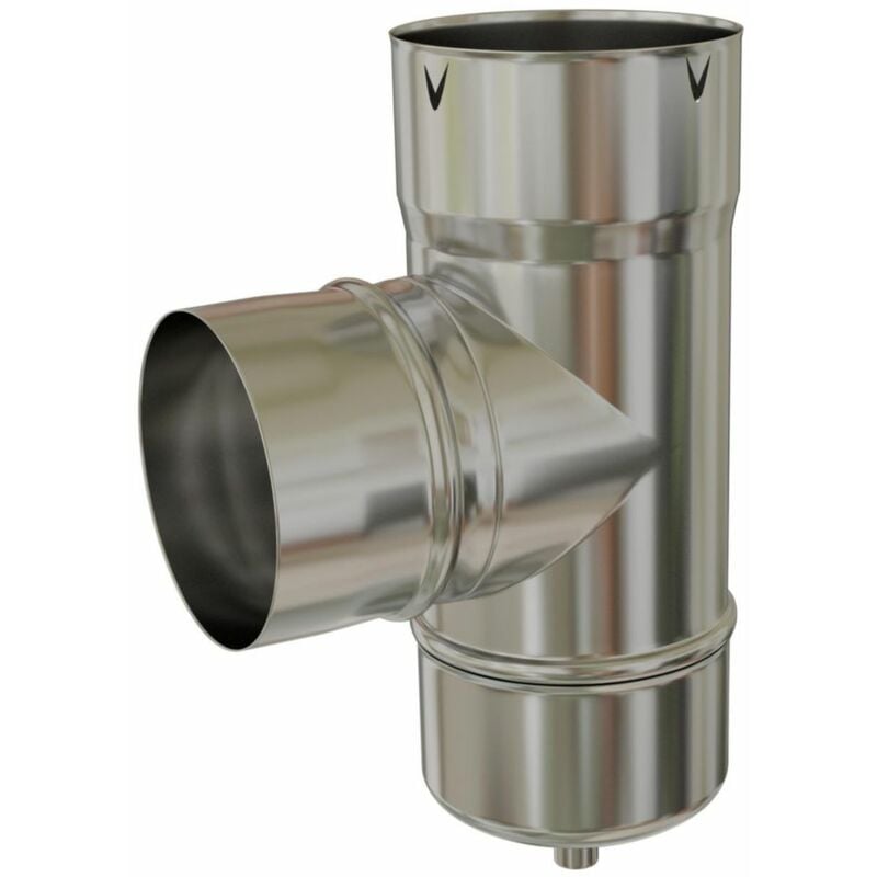 Té tubage 90° inox 304 + purge Ø125 piquage femelle - TEN