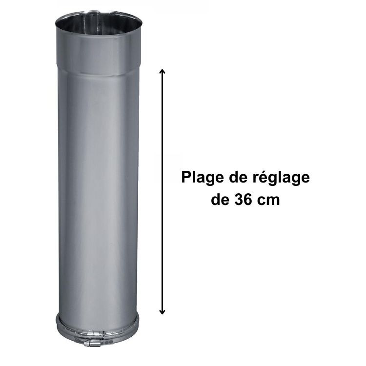 Tuyau rigide inox coulissant simple paroi Ø125 + bague - TEN
