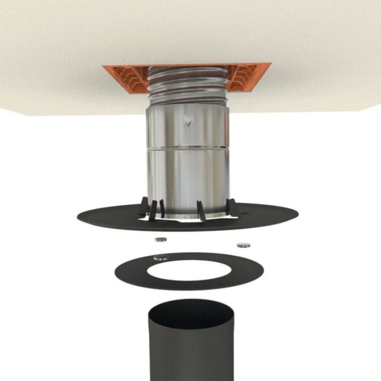 Raccord inox poêle-tubage flexible avec bague à griffes Ø153(m)x180/186 - TEN