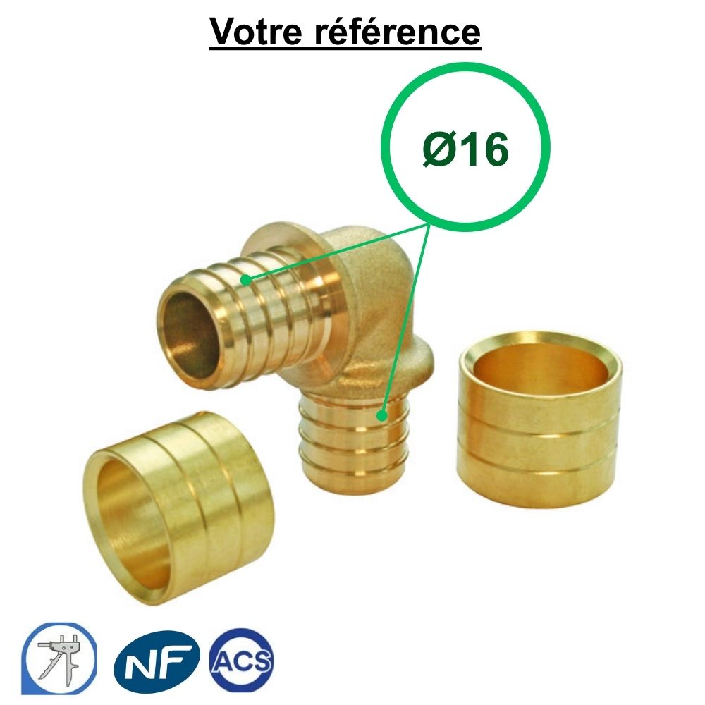 Coude égal PER à glissement Ø16 - Somatherm