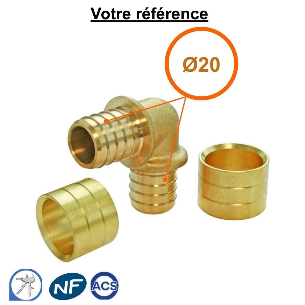 Coude égal PER à glissement Ø20 - Somatherm