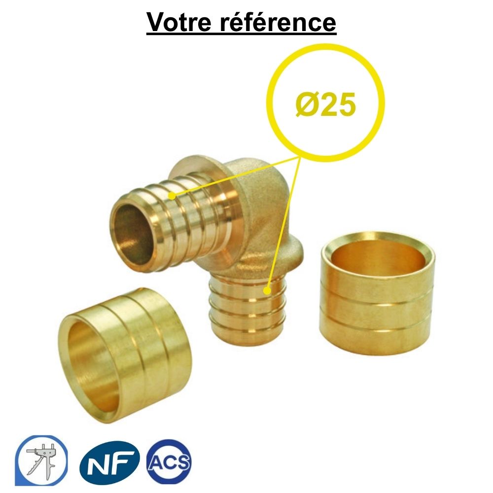 Coude égal PER à glissement Ø25 - Somatherm