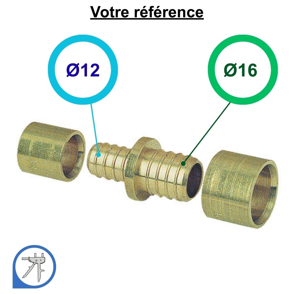Raccord union PER à glissement - droit réduit Ø16-Ø12 - Somatherm
