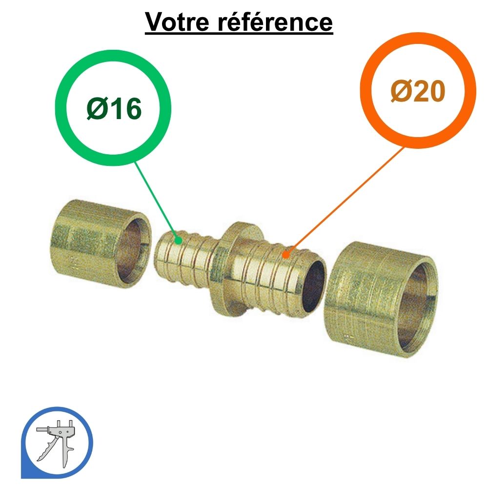 Raccord union PER à glissement - droit réduit Ø20-Ø16 - Somatherm