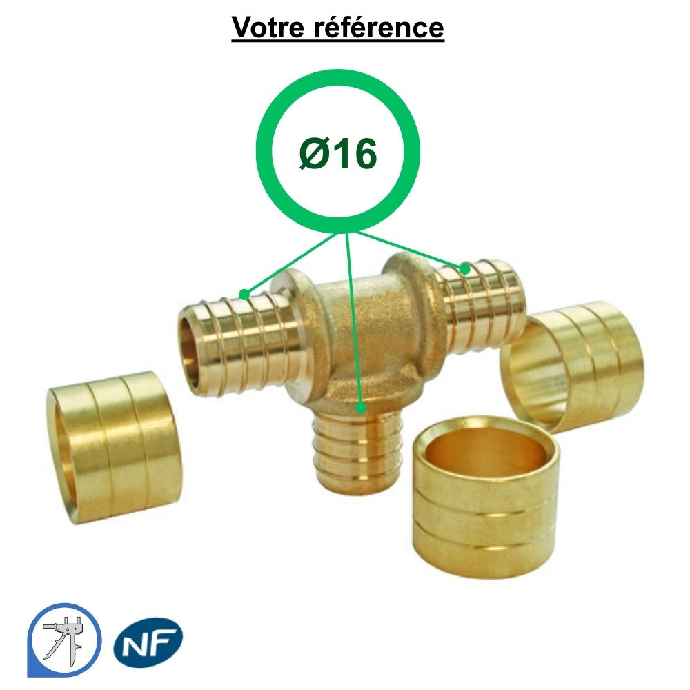 Té égal PER à glissement Ø16 - Somatherm