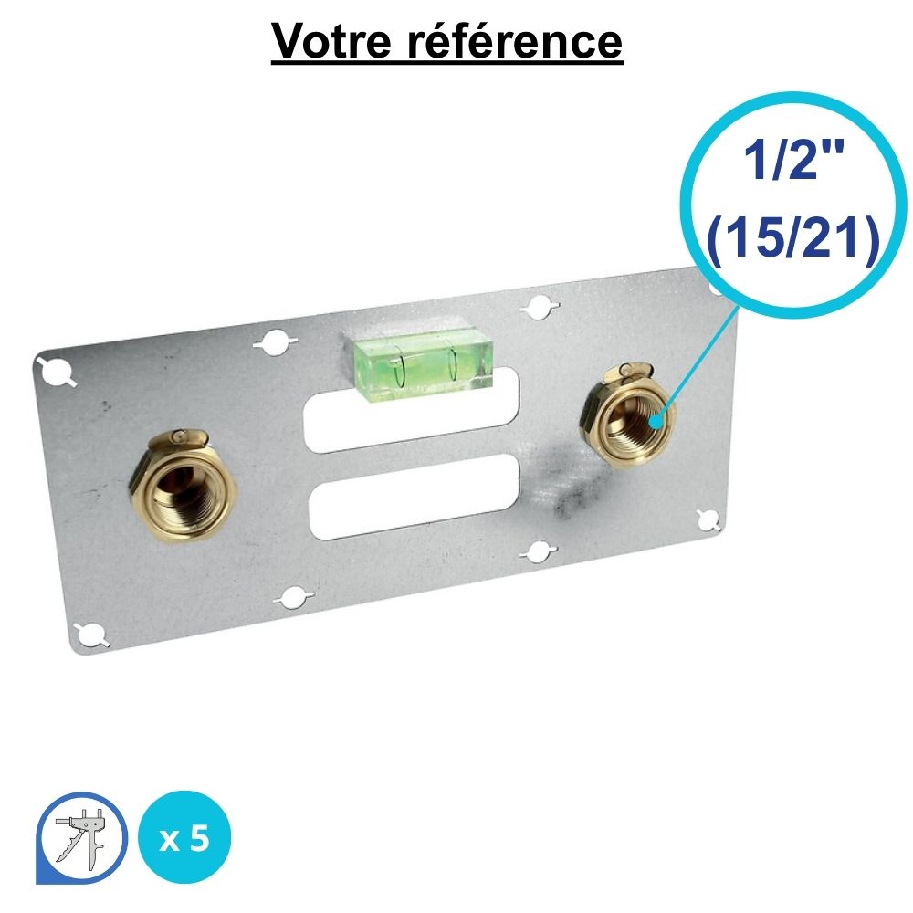 Lot de 5 sorties de cloison double PER à glissement Ø16 - femelle 1/2'' (15/21) - Watts