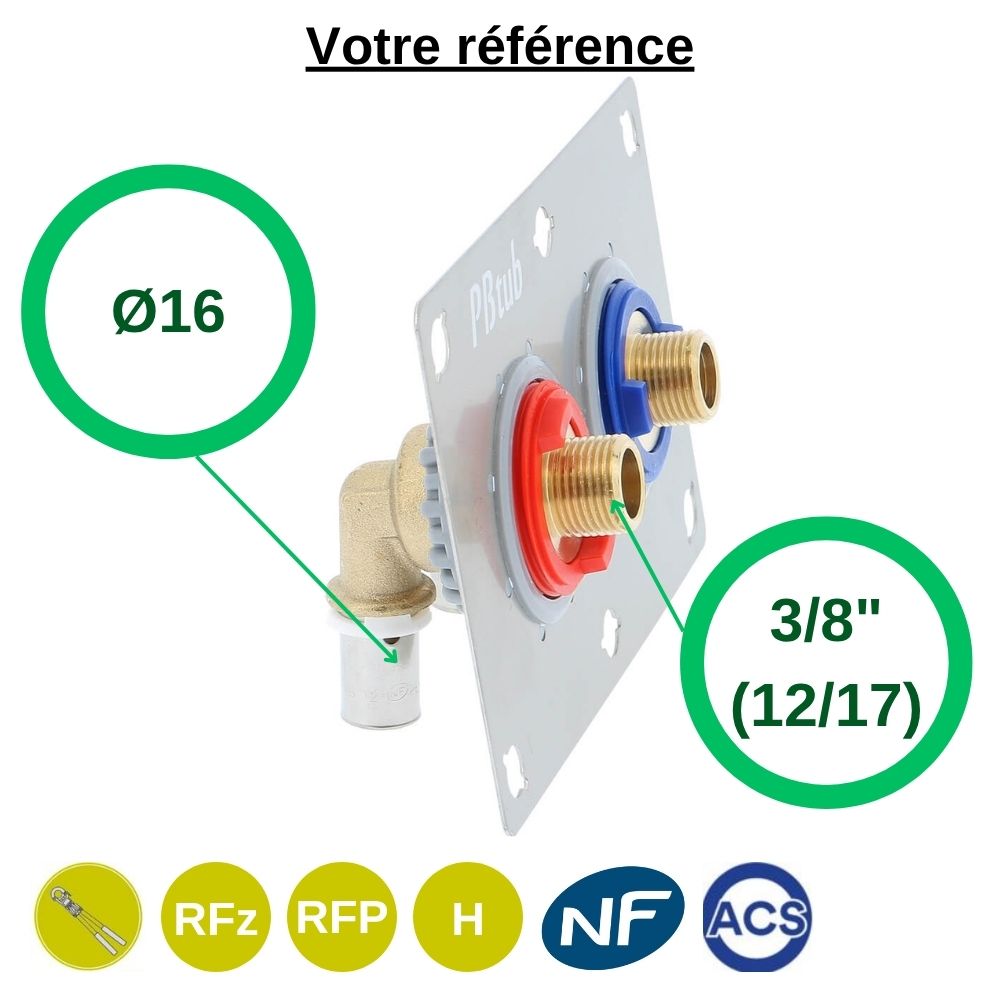 Sortie de cloison double SERTIfix PER à sertir Ø16 - mâle 3/8'' (12/17)
