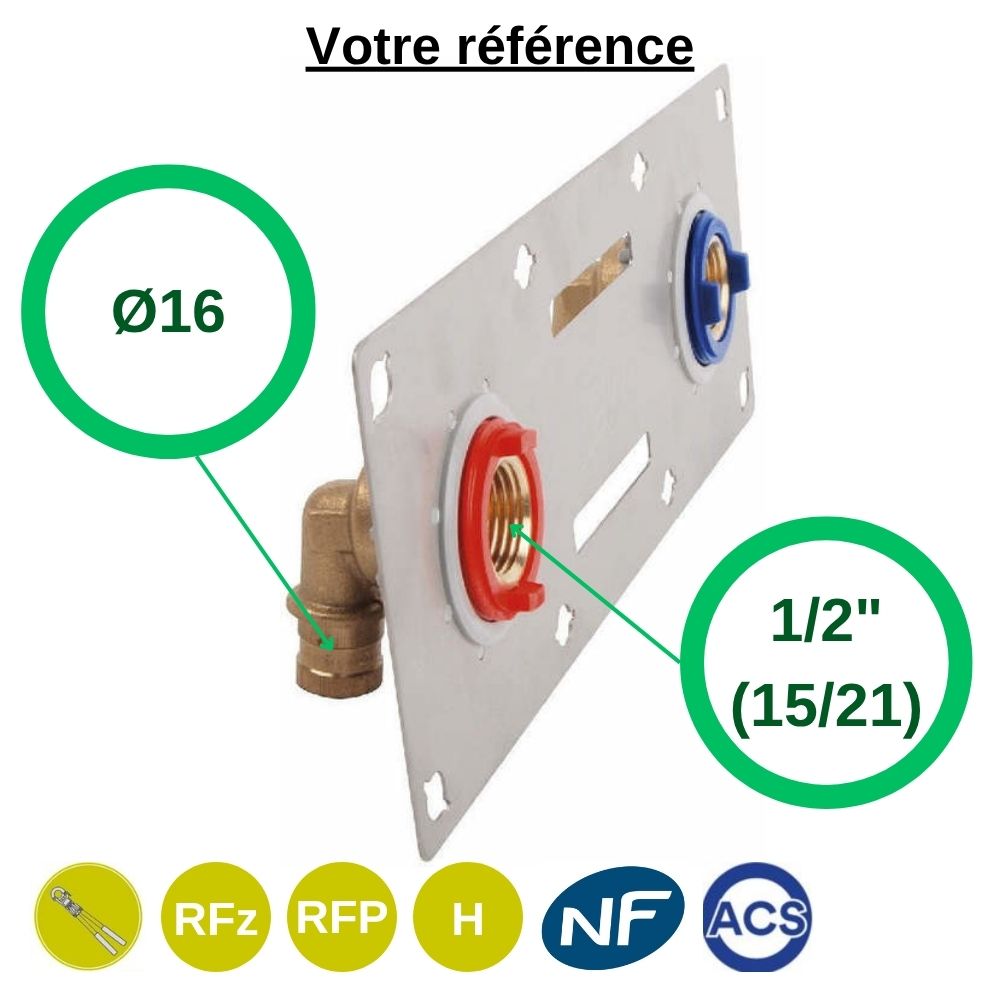 Sortie de cloison double SERTIfix PER à sertir Ø16 - femelle 1/2'' (15/21)