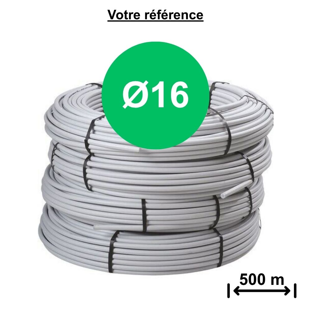 Tube multicouche nu blanc Ø16 - longueur 500 m - Turatec