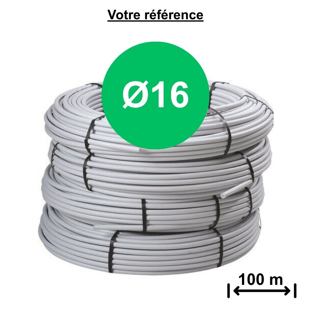 Tube multicouche nu blanc Ø16 - longueur 100 m - Turatec