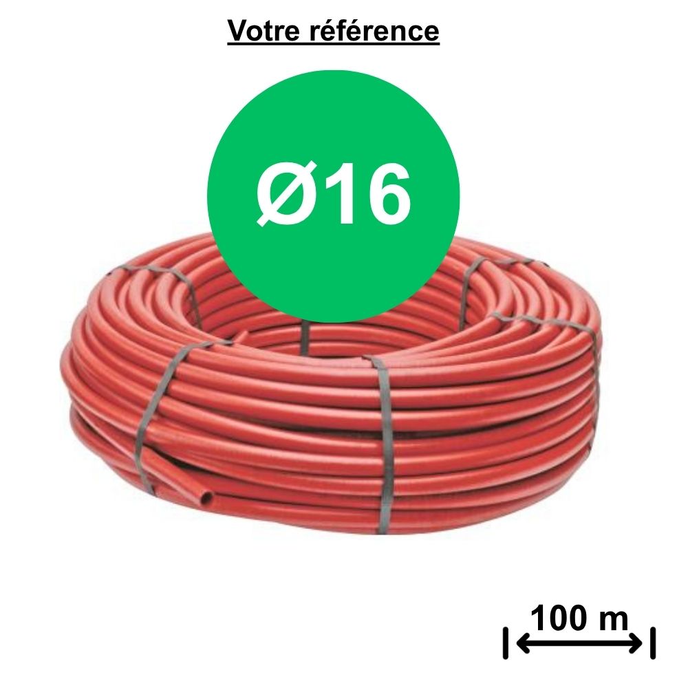 Tube PER BAO nu rouge Ø16 - longueur 100 m - Somatherm