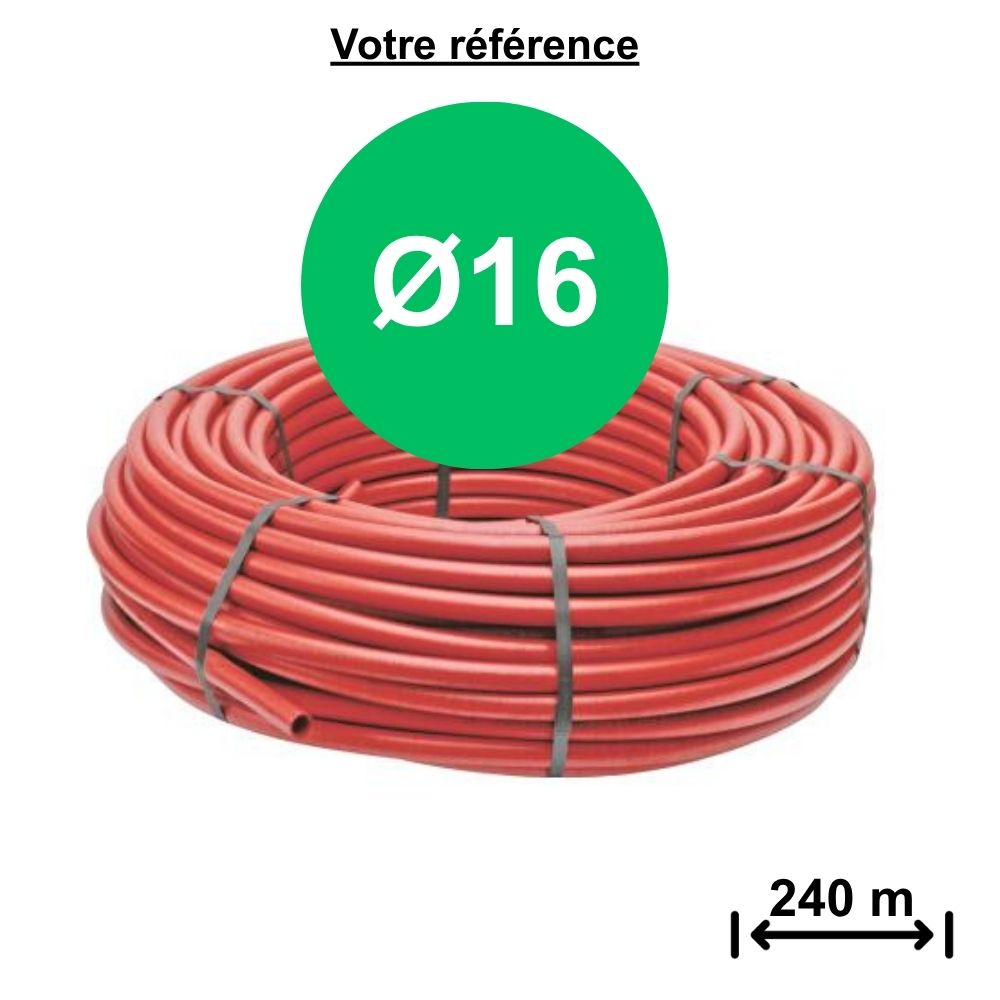 Tube PER BAO nu rouge Ø16 - longueur 240 m - Somatherm