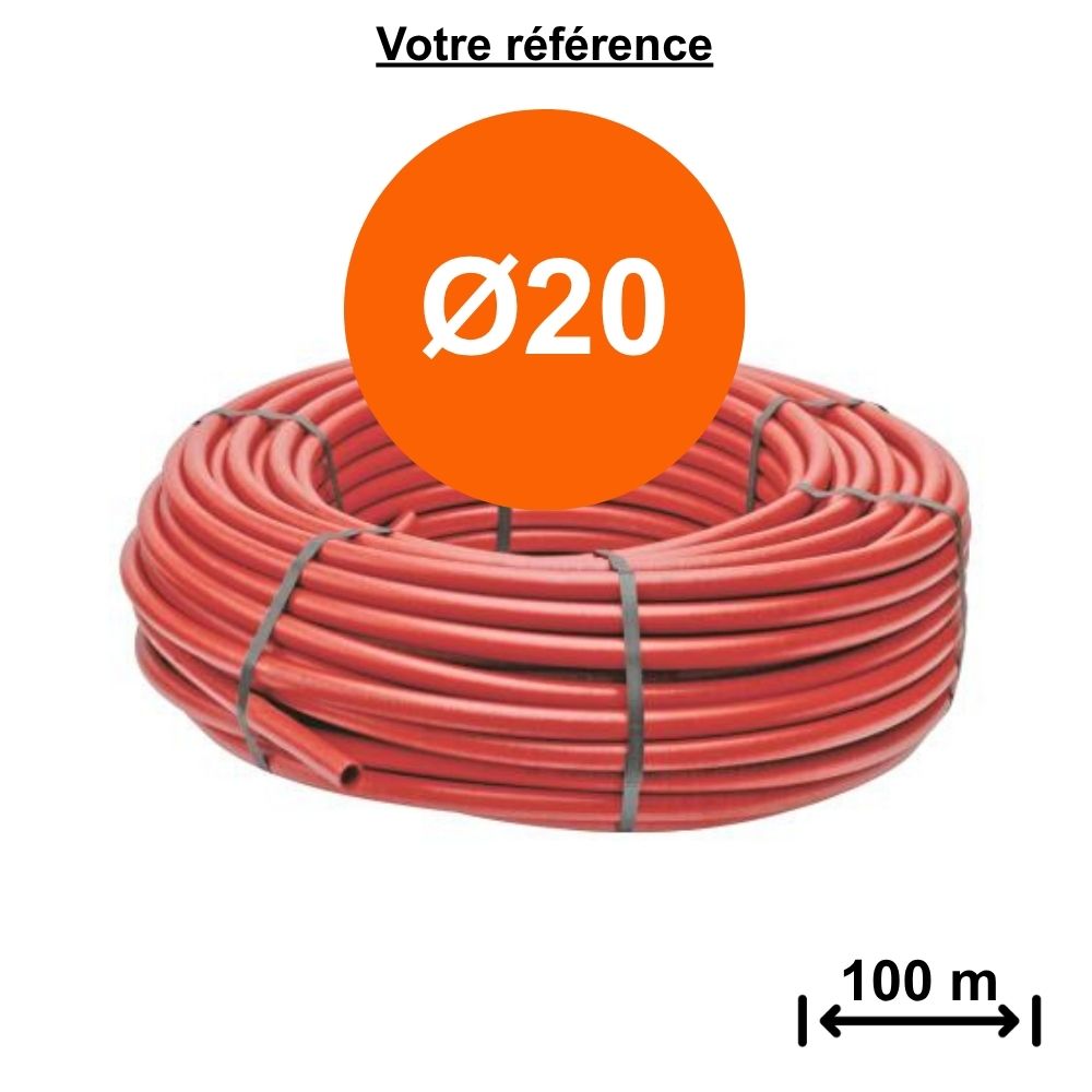 Tube PER BAO nu rouge Ø20 - longueur 100 m - Somatherm