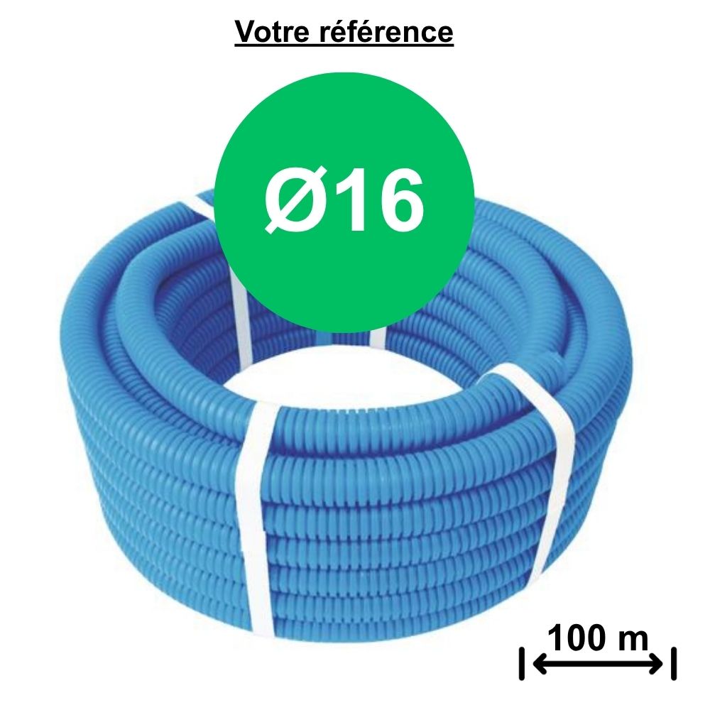 Tube PER BAO gainé bleu Ø16 - longueur 100 m - Somatherm