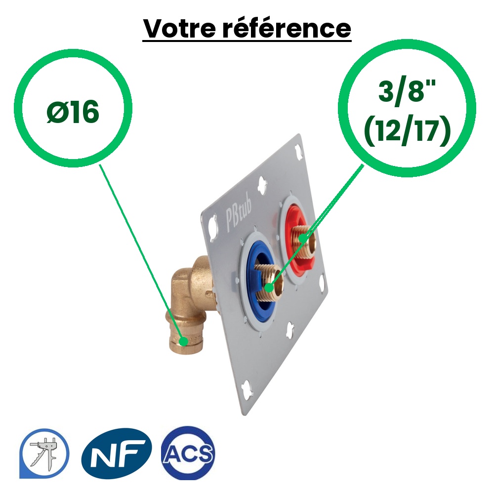 Sortie de cloison double SERTIfix PER à glissement Ø16 - mâle 3/8'' (12/17)