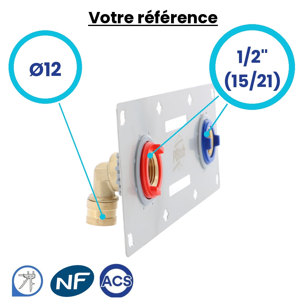 Sortie de cloison double SERTIfix PER à glissement Ø12 - femelle 1/2'' (15/21)