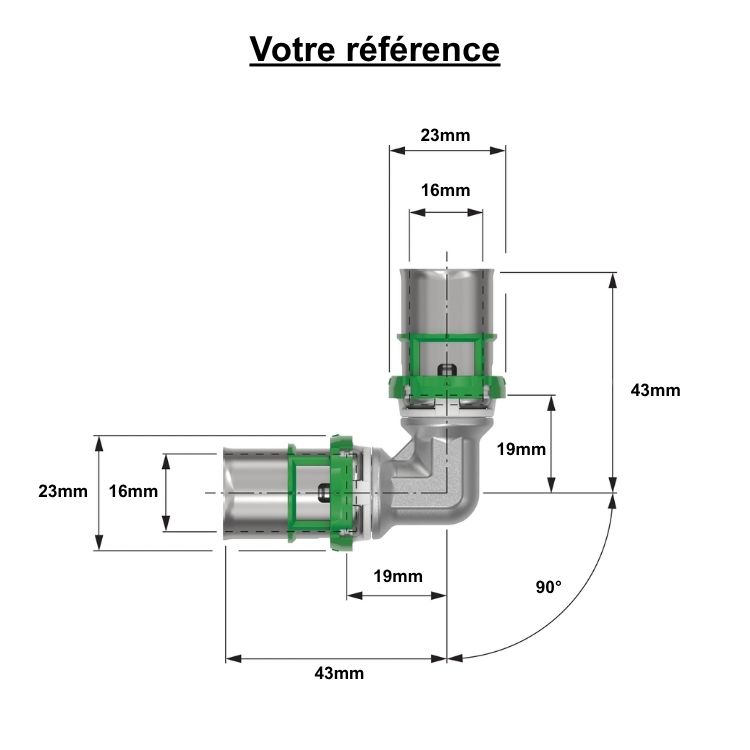 Lot de 10 coudes égaux multicouche à sertir Ø16 - Comap