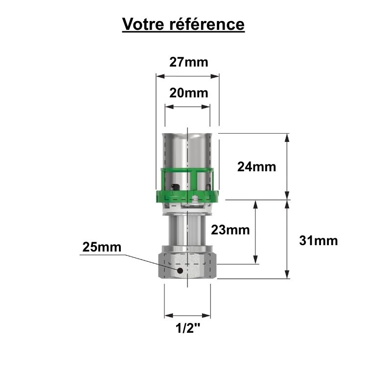Lot de 10 raccords multicouche droits à sertir Ø20 - écrou tournant femelle 1/2'' (15/21) - Comap