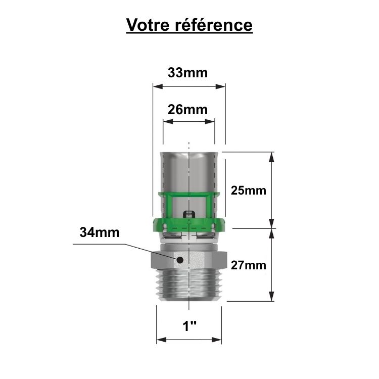 Lot de 10 raccords multicouche droits à sertir Ø26 - mâle 1'' (26/34) - Comap