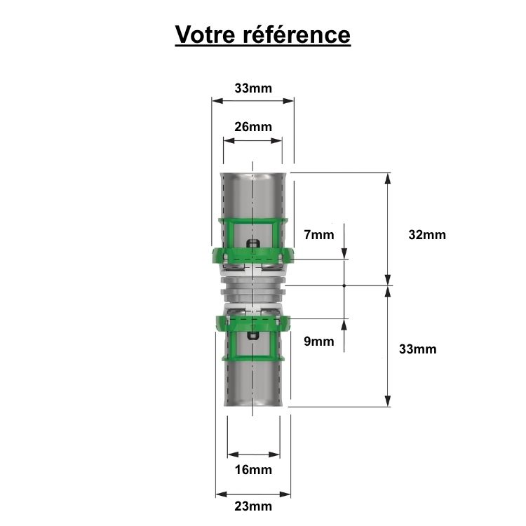 Lot de 10 manchons réduits multicouche à sertir Ø26-Ø16 - Comap
