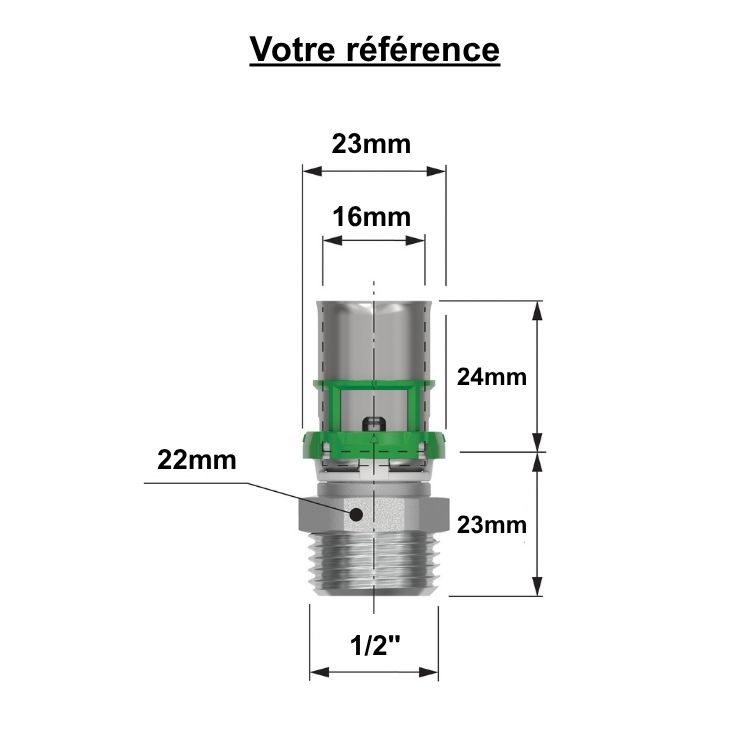 Lot de 10 raccords multicouche droits à sertir Ø16 - mâle 1/2'' (15/21) - Comap