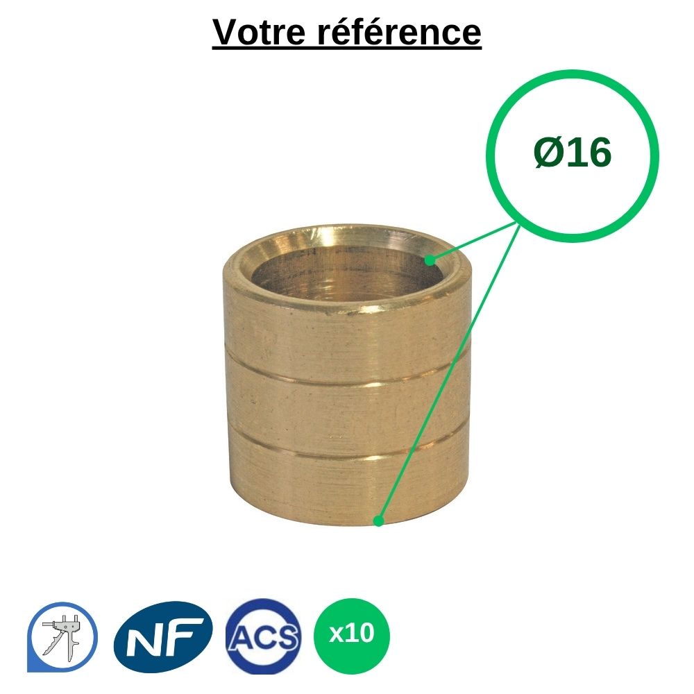 Lot de 10 bagues de rechange pour raccord PER à glissement Ø16 - Somatherm