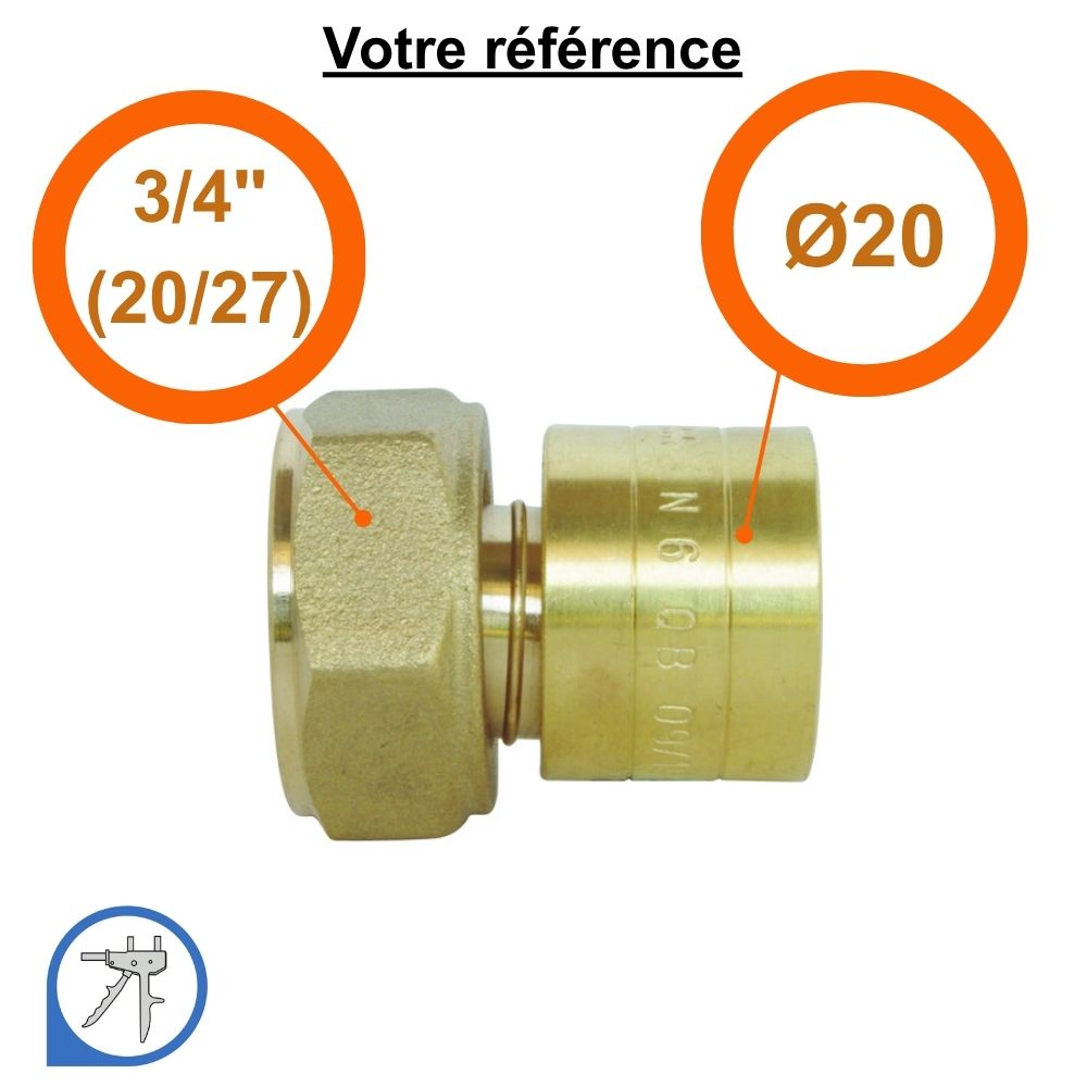 Lot de 10 raccords PER droits à glissement Ø20 - écrou tournant femelle 3/4'' (20/27) - Somatherm