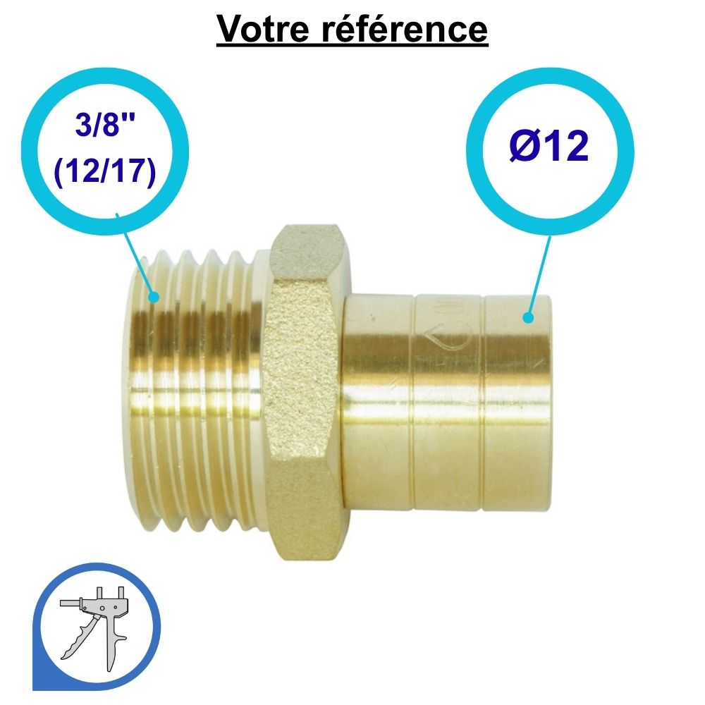 Lot de 10 raccords PER droits à glissement Ø12 - mâle 3/8'' (12/17) - Somatherm