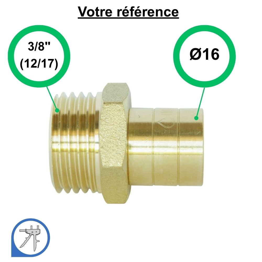Lot de 10 raccords PER droits à glissement Ø16 - mâle 3/8'' (12/17) - Somatherm