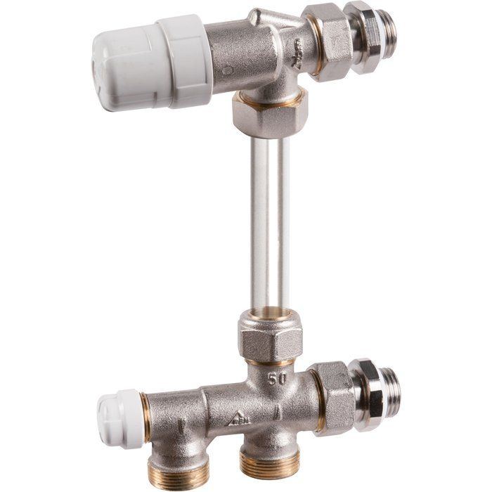 Kit de raccordement thermostatisable pour radiateur - Robinet équerre inversé système bitube 1/2'' (15/21) - RBM