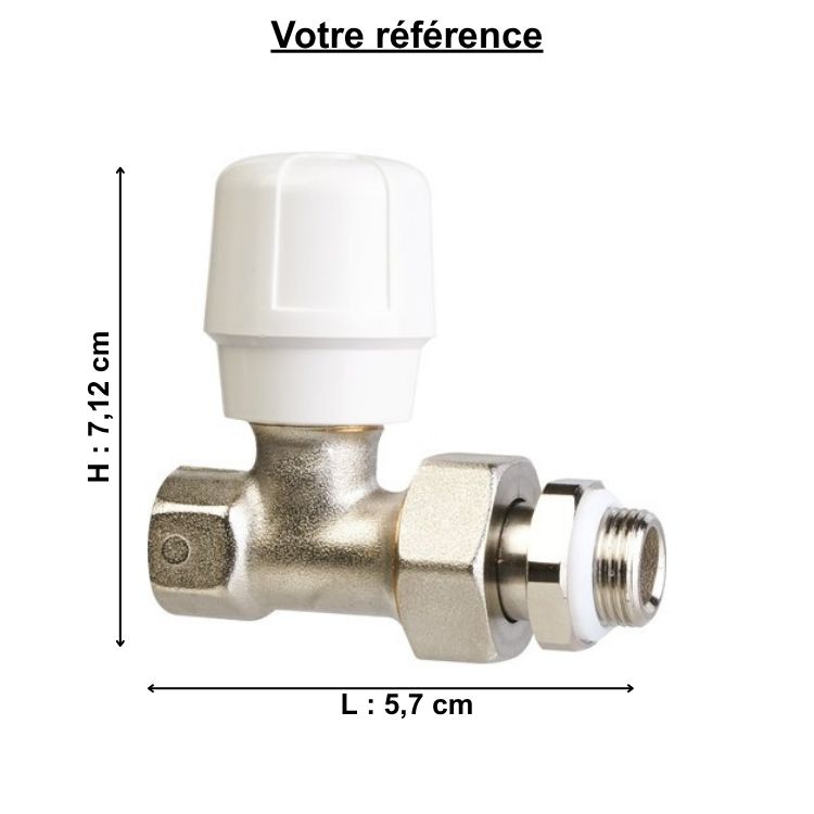 Robinet manuel pour radiateur eau chaude, droit 1/2'' (15/21)