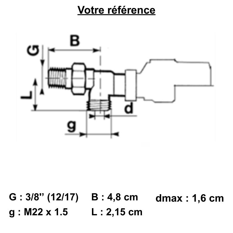 Robinet thermostatique pour radiateur eau chaude, équerre inversé mâle M22-3/8'' (12/17) - Senso EuroSar, Comap