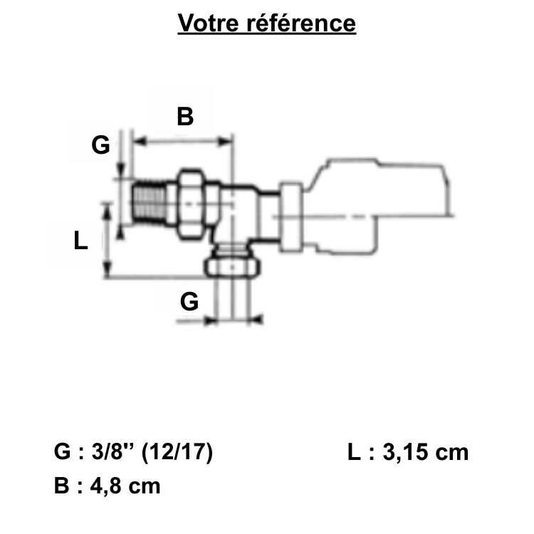 Robinet thermostatique pour radiateur eau chaude, équerre inversé femelle 3/8'' (12/17) - Senso EuroSar, Comap