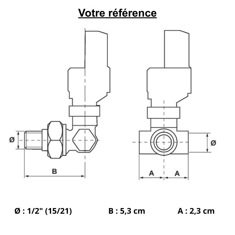 Robinet thermostatique pour radiateur eau chaude, tri-axe femelle 1/2'' (15/21) - Fixosar, Comap