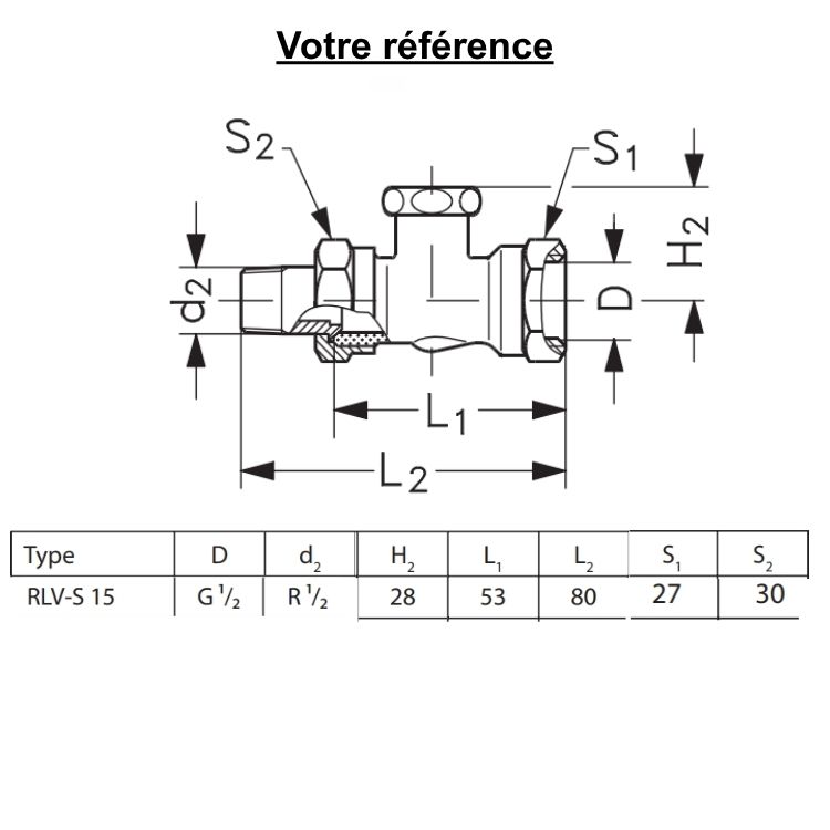 Té de réglage pour radiateur RLV-S 1/2'' (15/21) - Danfoss