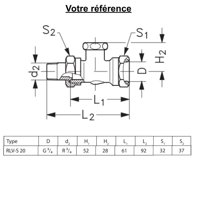 Coude de réglage RLV-S 3/4'' DANFOSS