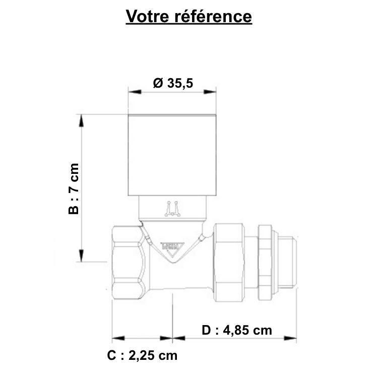 Robinet thermostatique pour radiateur eau chaude, droit femelle 3/8'' (12/17) - RBM