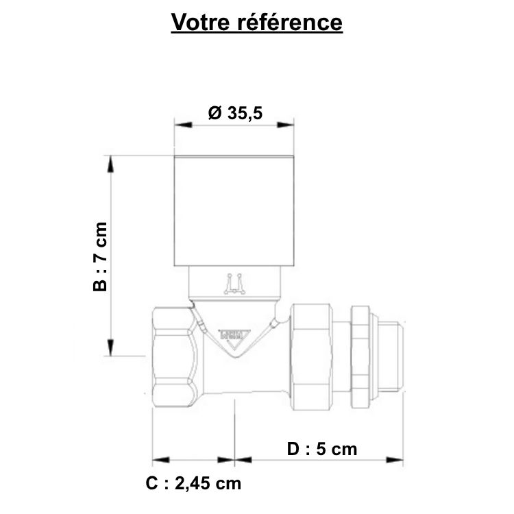Robinet thermostatique pour radiateur eau chaude, droit femelle 1/2'' (15/21) - RBM