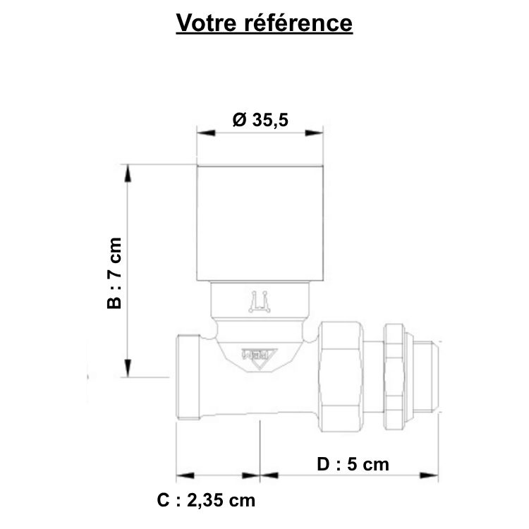Robinet thermostatique pour radiateur eau chaude, droit mâle 1/2'' (15/21) - RBM
