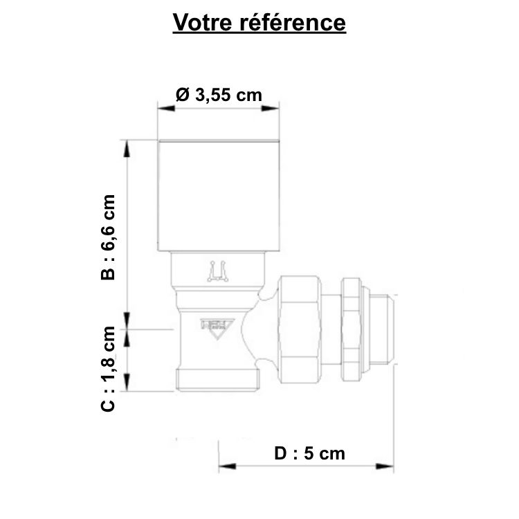 Robinet thermostatique pour radiateur eau chaude, équerre mâle 3/8'' (12/17) - RBM