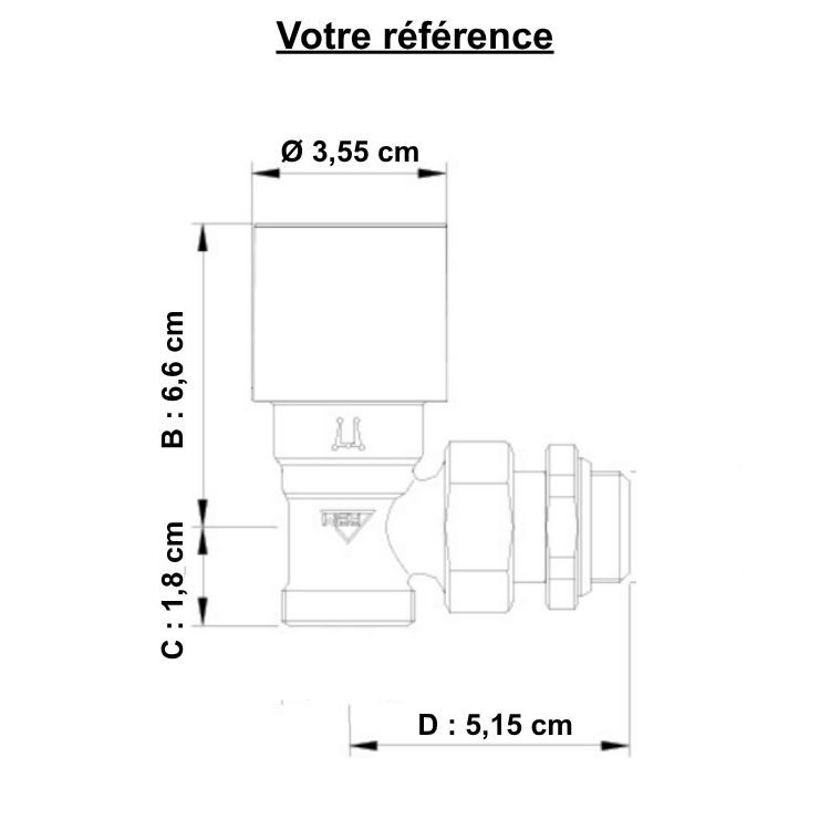 Robinet thermostatique pour radiateur eau chaude, équerre mâle 1/2'' (15/21) - RBM