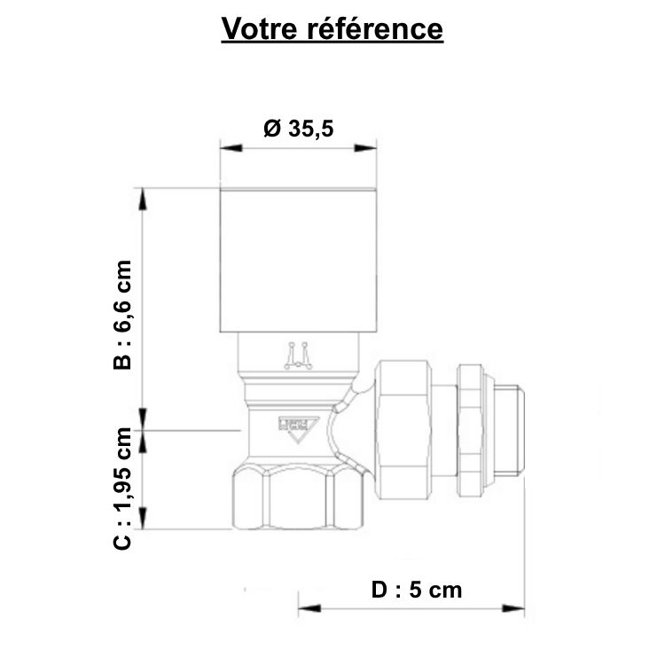 Robinet thermostatique pour radiateur eau chaude, équerre femelle 3/8'' (12/17) - RBM
