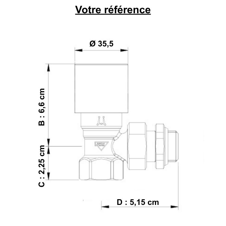 Robinet thermostatique pour radiateur eau chaude, équerre femelle 1/2'' (15/21) - RBM