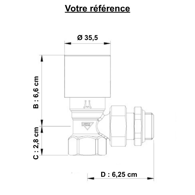 Robinet thermostatique pour radiateur eau chaude, équerre femelle 3/4'' (20/27) - RBM