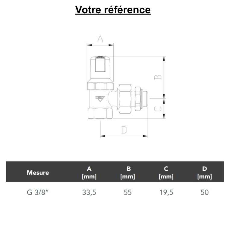 Coude de réglage pour radiateur mâle 3/8'' (12/17) - RBM