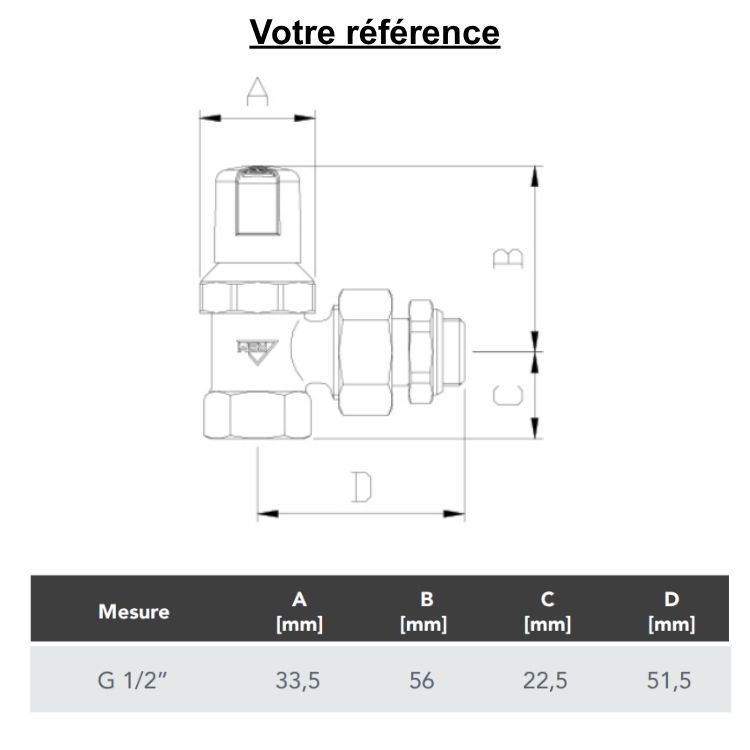 Coude de réglage pour radiateur mâle 1/2'' (15/21) - RBM
