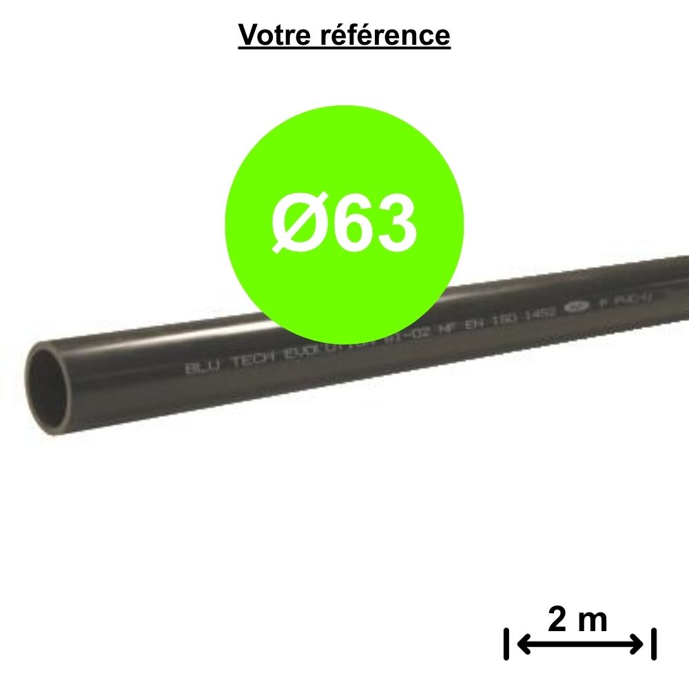 Lot de 5 tubes PVC pression gris Ø63 - longueur 2 m